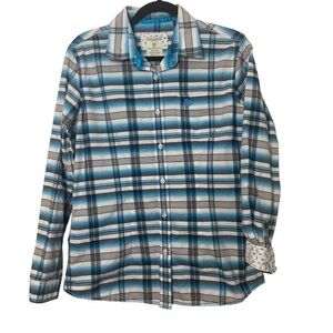 PANHANDLE ROUGH STOCK Women Medium Western‎ Plaid Button Button Shirt Cowgirl